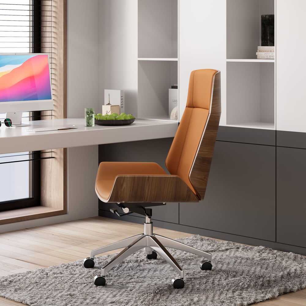 Customer Reviews for Brown Faux Leather Office Chair Desk Chair with Wheels & Adjustable Height