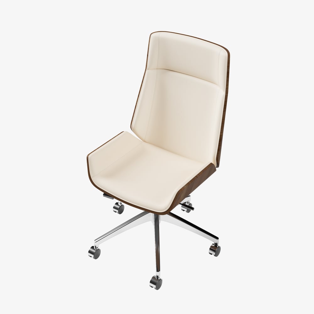 White Faux Leather Office Chair Desk Chair with Wheels & Adjustable Height window image