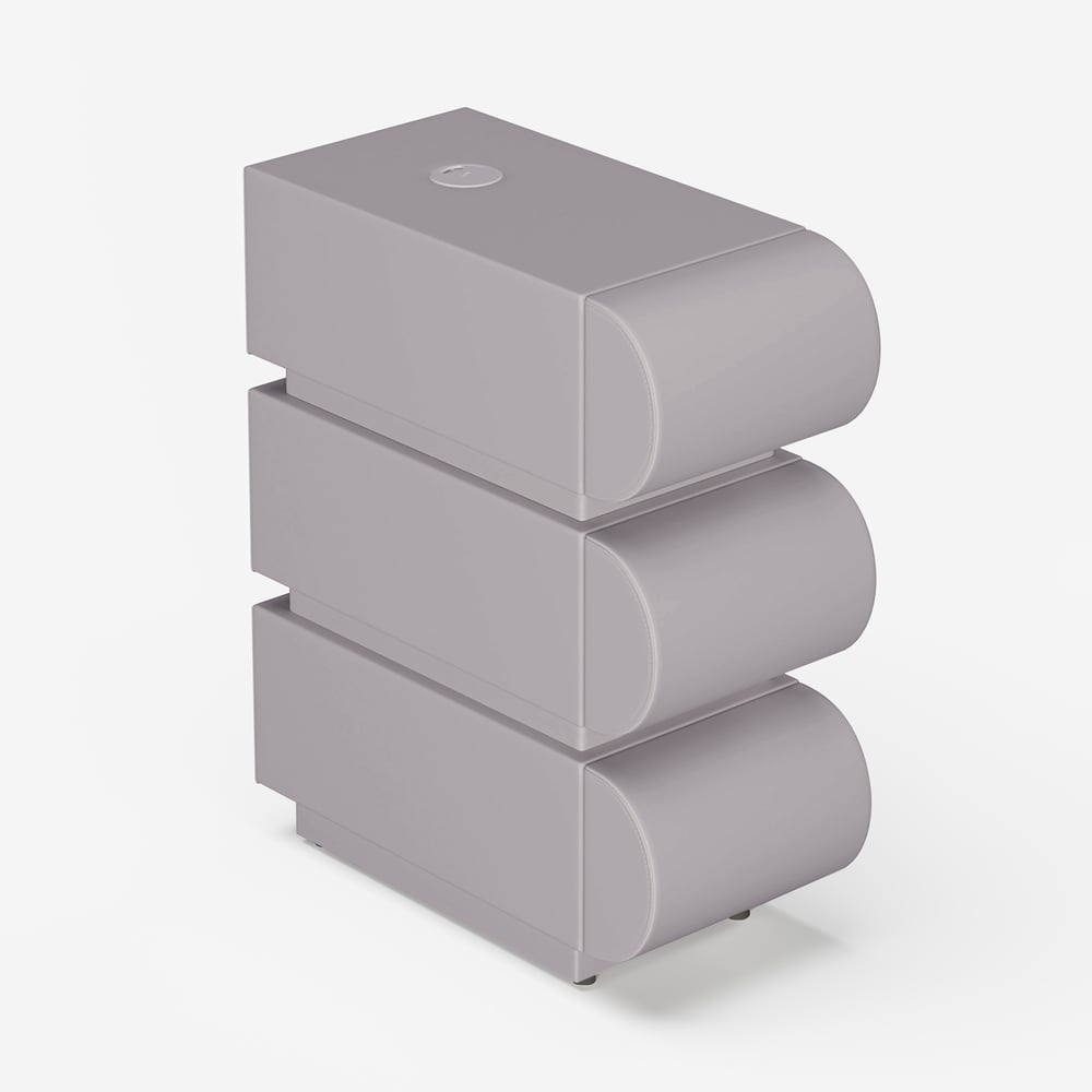 Narrow Humply Leather 3-Drawer Smart Nightstand window image