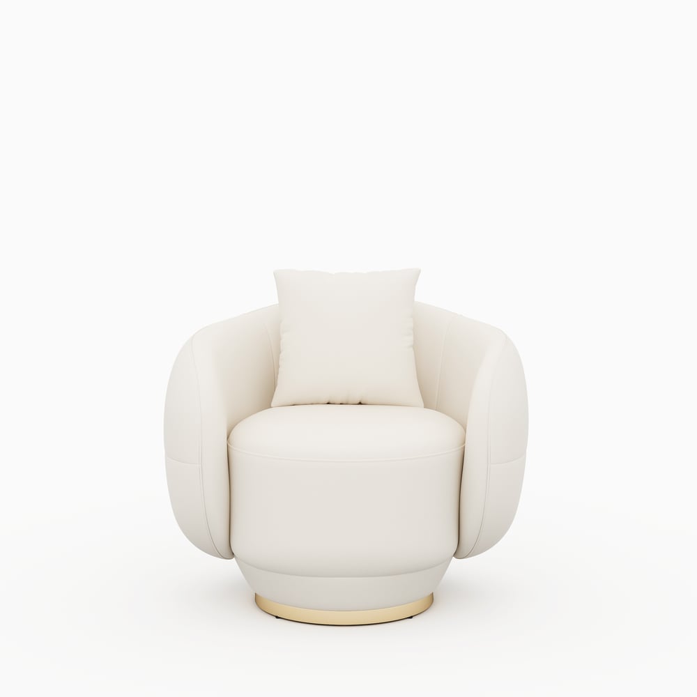 Suncurve Faux Leather Swivel Sloped Barrel Accent Chair window image