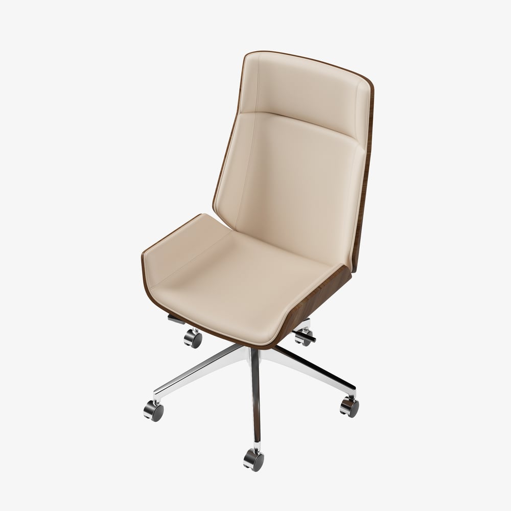 Khaki Faux Leather Office Chair Desk Chair with Wheels & Adjustable Height window image