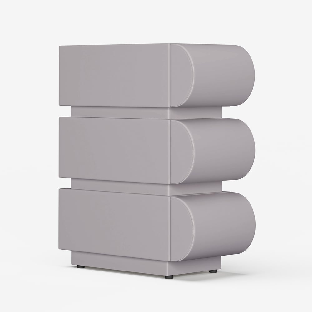 Narrow Humply Leather 3-Drawer Smart Nightstand window image