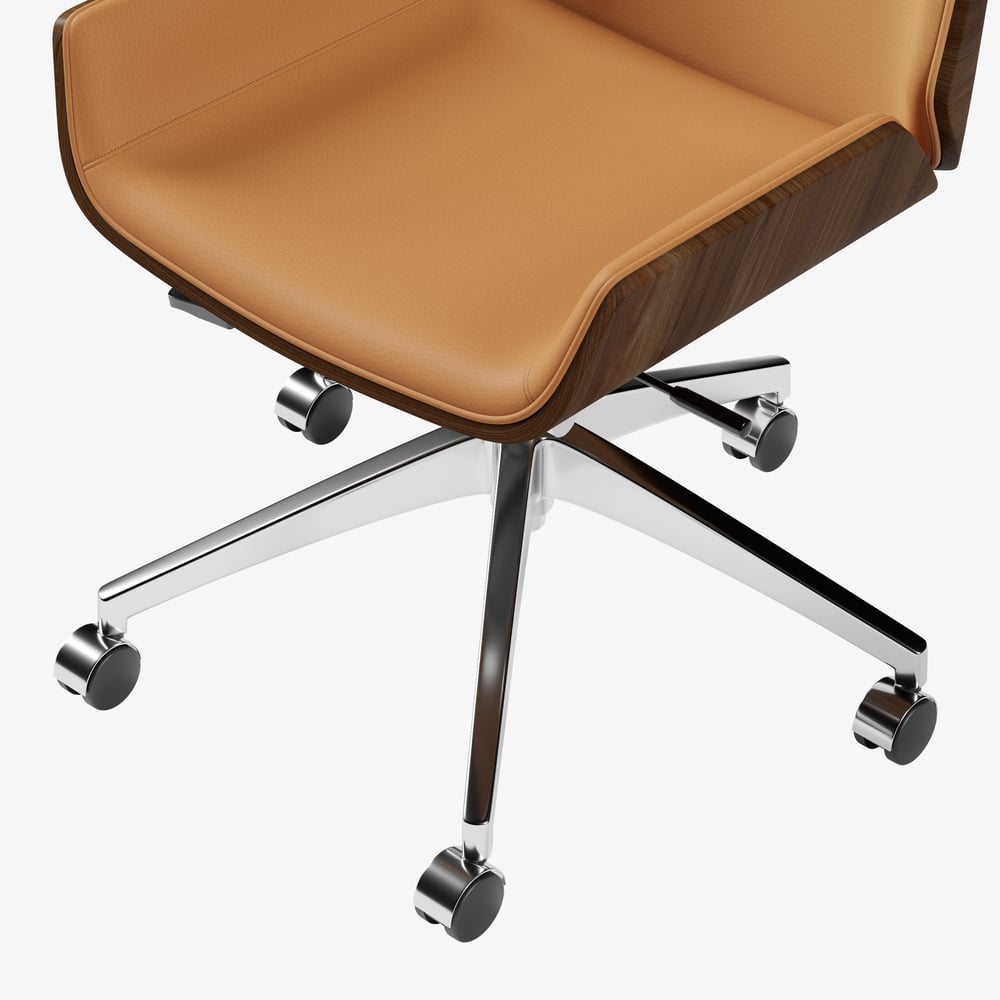 Brown Faux Leather Office Chair Desk Chair with Wheels & Adjustable Height window image