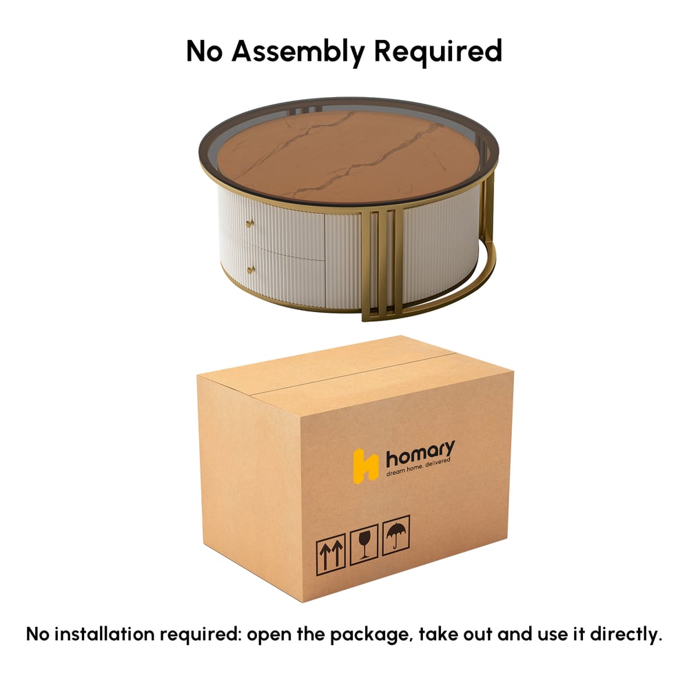 Grovyn 700mm-800mm Round Nesting Coffee Table Set with Sintered Stone Top window image