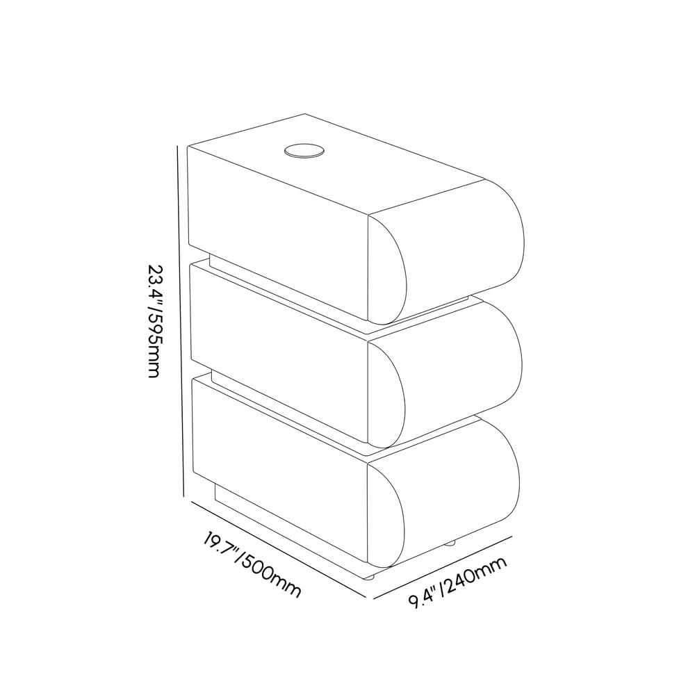 Narrow Humply Leather 3-Drawer Smart Nightstand weights dimensions image