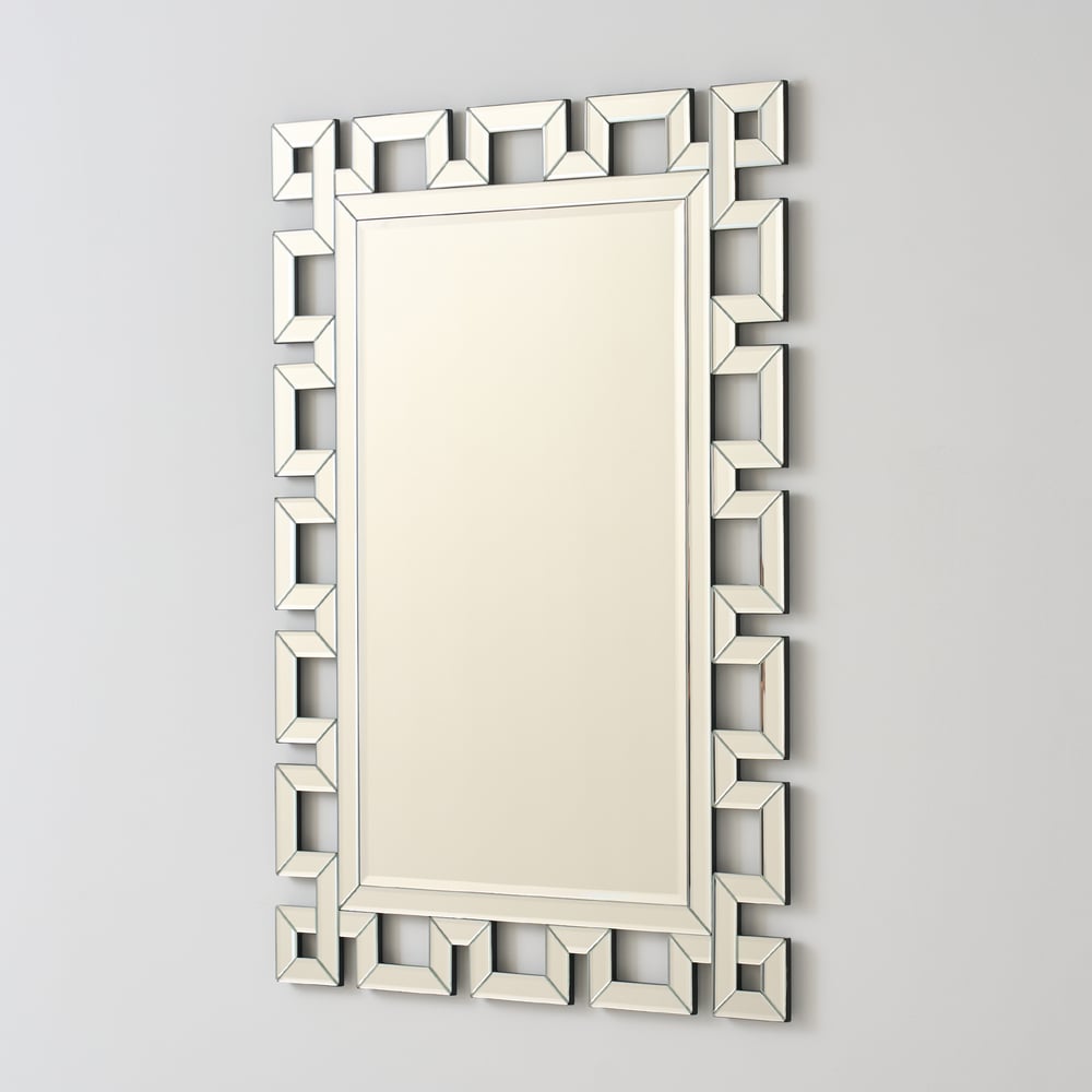 Rectangular 35" Decorative Wall Mirror with Geometric Beveled Frame window image