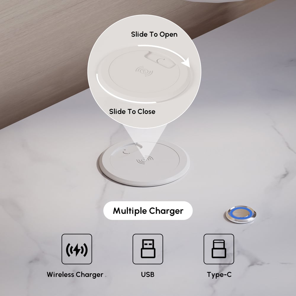 Humply Leather 2-Drawer Smart LED Nightstand Set of 2 window image