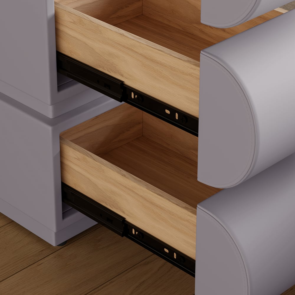 Narrow Humply Leather 3-Drawer Smart Nightstand window image