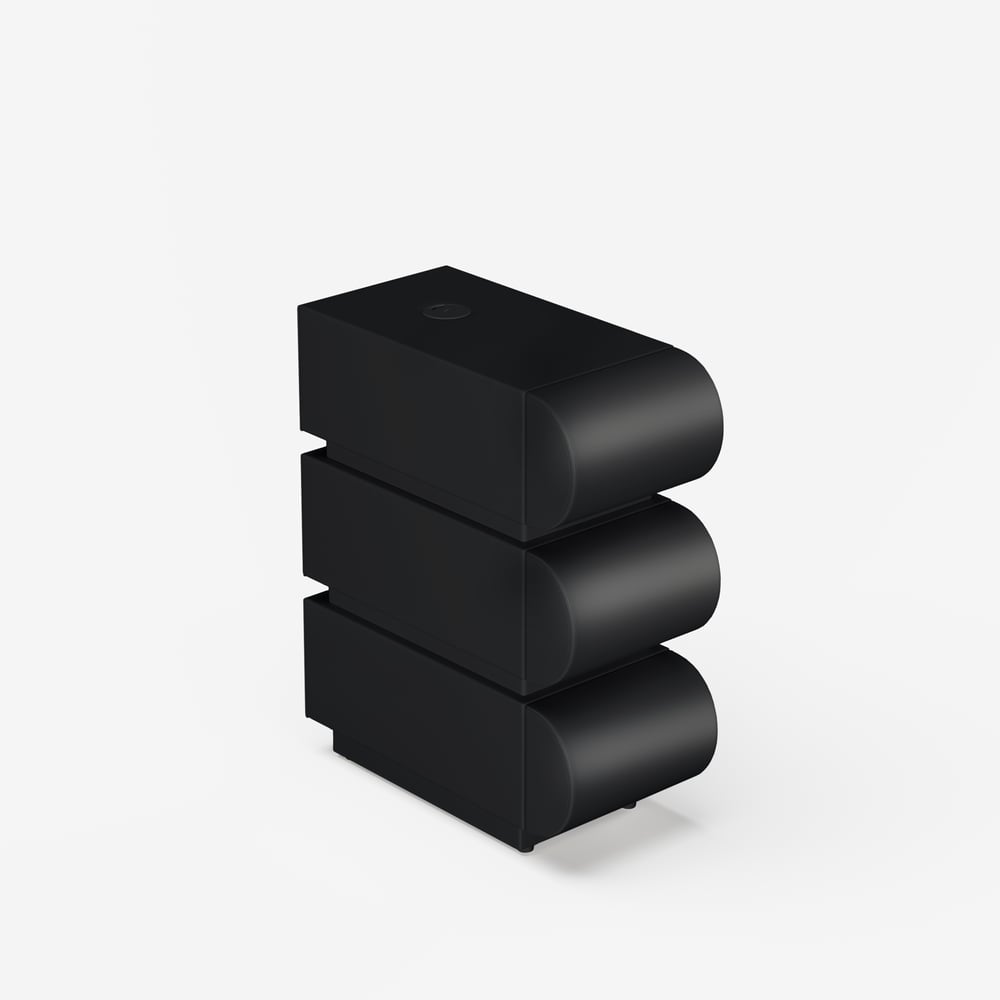 Wąska skórzana inteligentna szafka nocna z 3 szufladami obraz okna