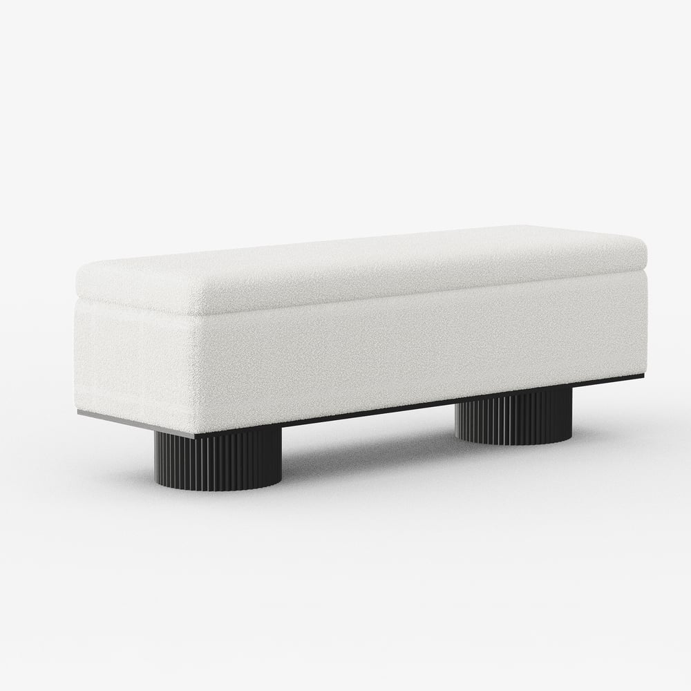 Banc de rangement en bois à rabat en fausse fourrure duveteuse en tissu Teddy image de fenêtre