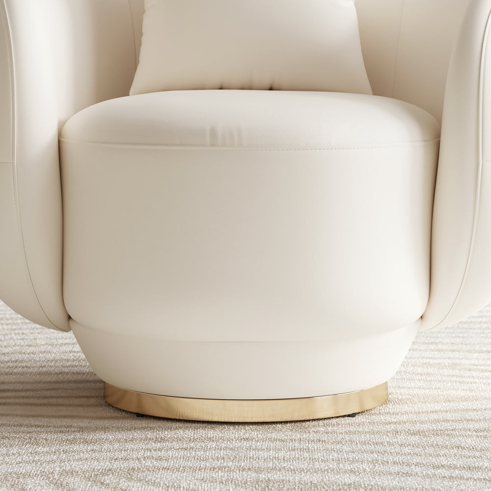 Suncurve Faux Leather Swivel Sloped Barrel Accent Chair window image