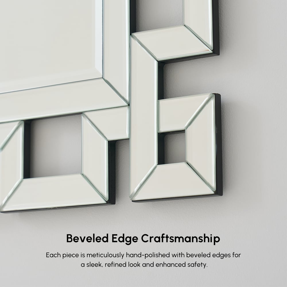 Rectangular 35" Decorative Wall Mirror with Geometric Beveled Frame window image