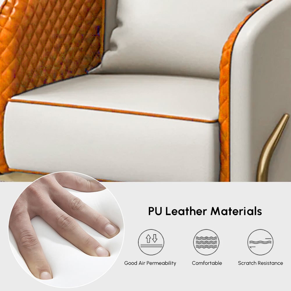 Modern Accent Chair Tufted Upholstered PU Leather Accent Chair in Gold window image