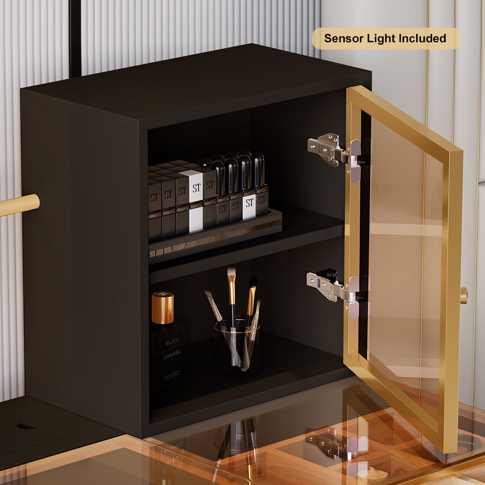 Ensemble de maquillage Chanor, coiffeuse à miroir avec rangement pour bijoux, armoire et tabouret image de fenêtre