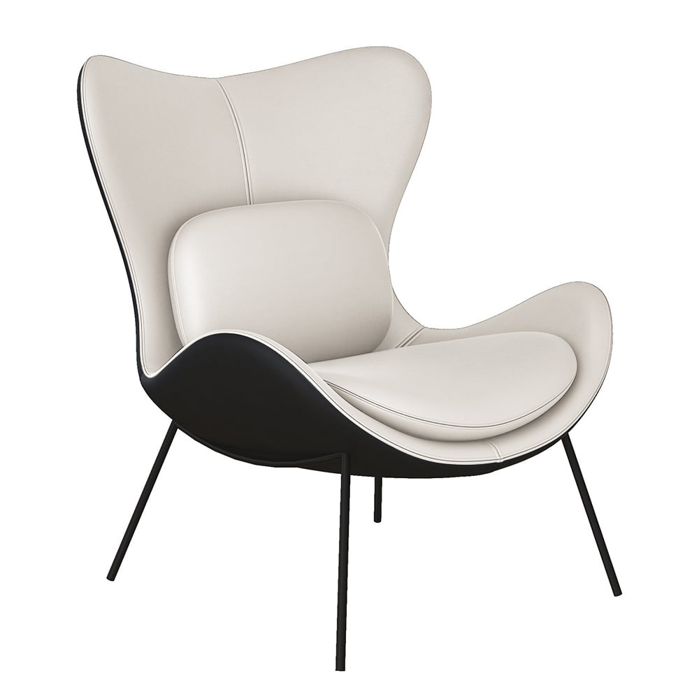 Faux Leather Upholstered Wingback Accent Chair with Pillows window image