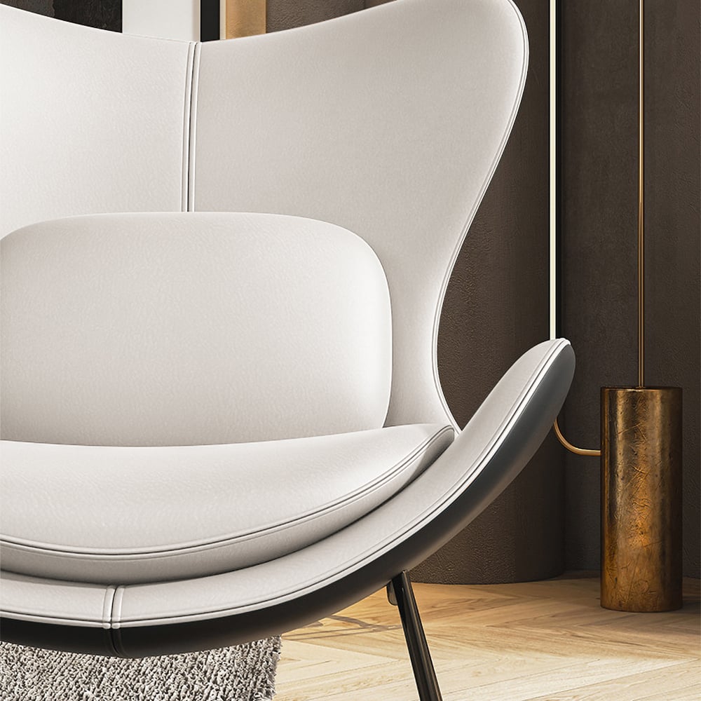 Faux Leather Upholstered Wingback Accent Chair with Pillows window image