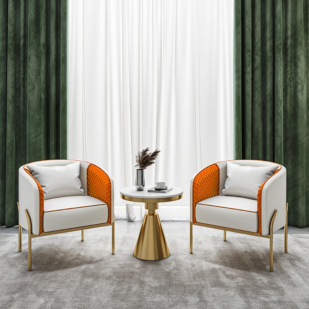 Modern Accent Chair Tufted Upholstered PU Leather Accent Chair in Gold window image