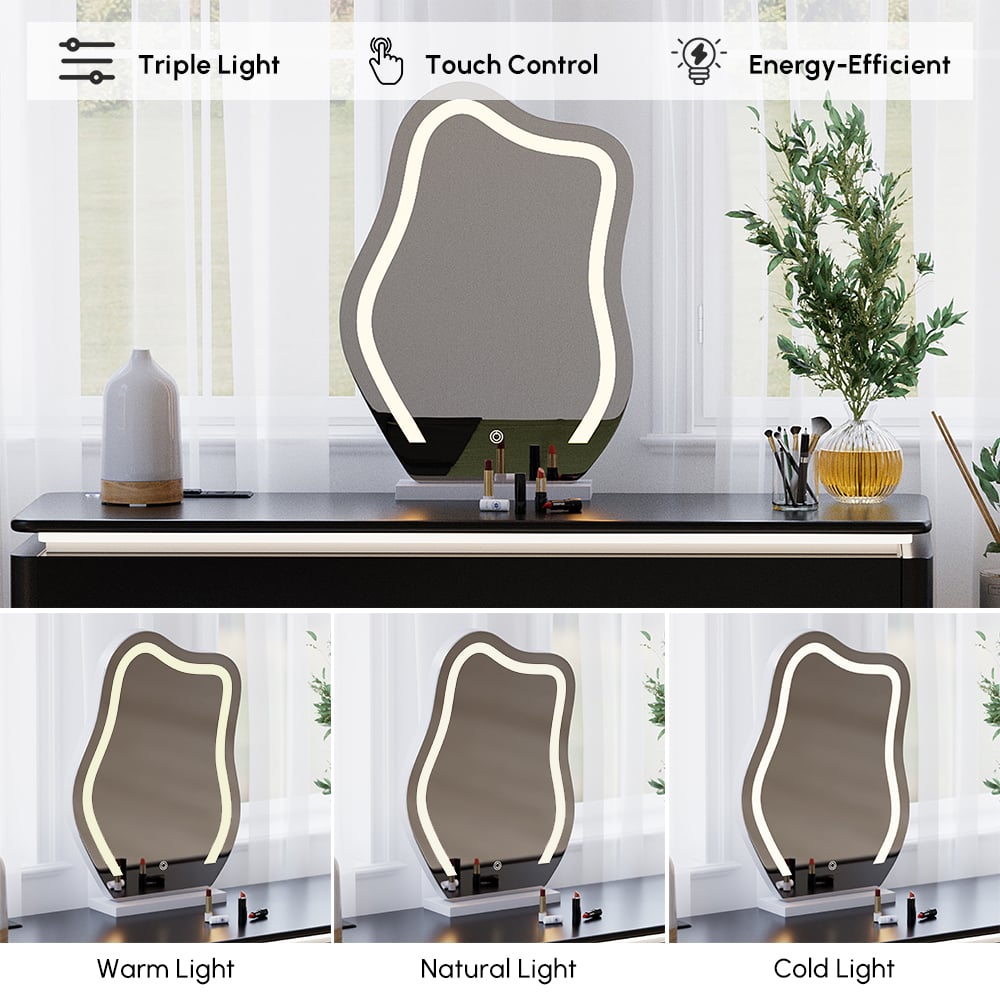 Penteadeira retrátil Lumio 1200 mm Smart Makeup Vanity com espelho e luzes Imagem da janela