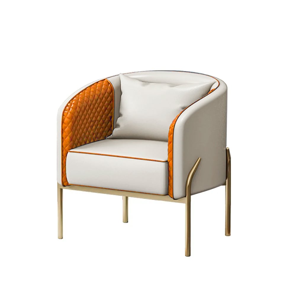 Modern Accent Chair Tufted Upholstered PU Leather Accent Chair in Gold window image