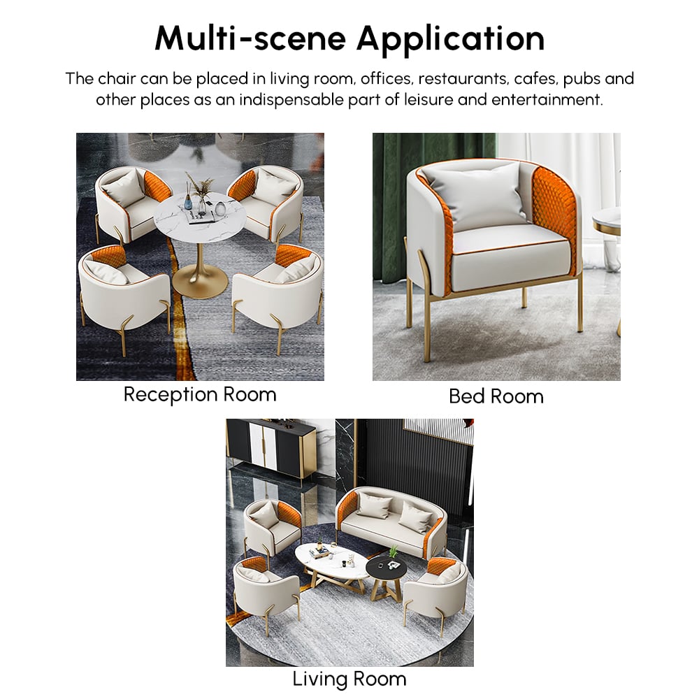 Modern Accent Chair Tufted Upholstered PU Leather Accent Chair in Gold window image