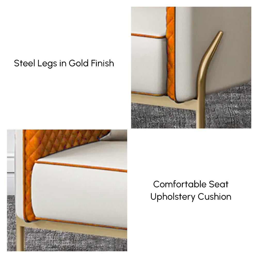 Modern Accent Chair Tufted Upholstered PU Leather Accent Chair in Gold window image