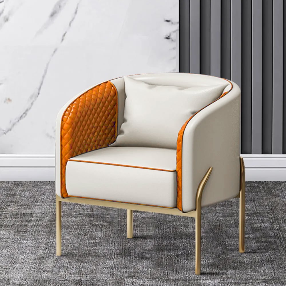Modern Accent Chair Tufted Upholstered PU Leather Accent Chair in Gold window image