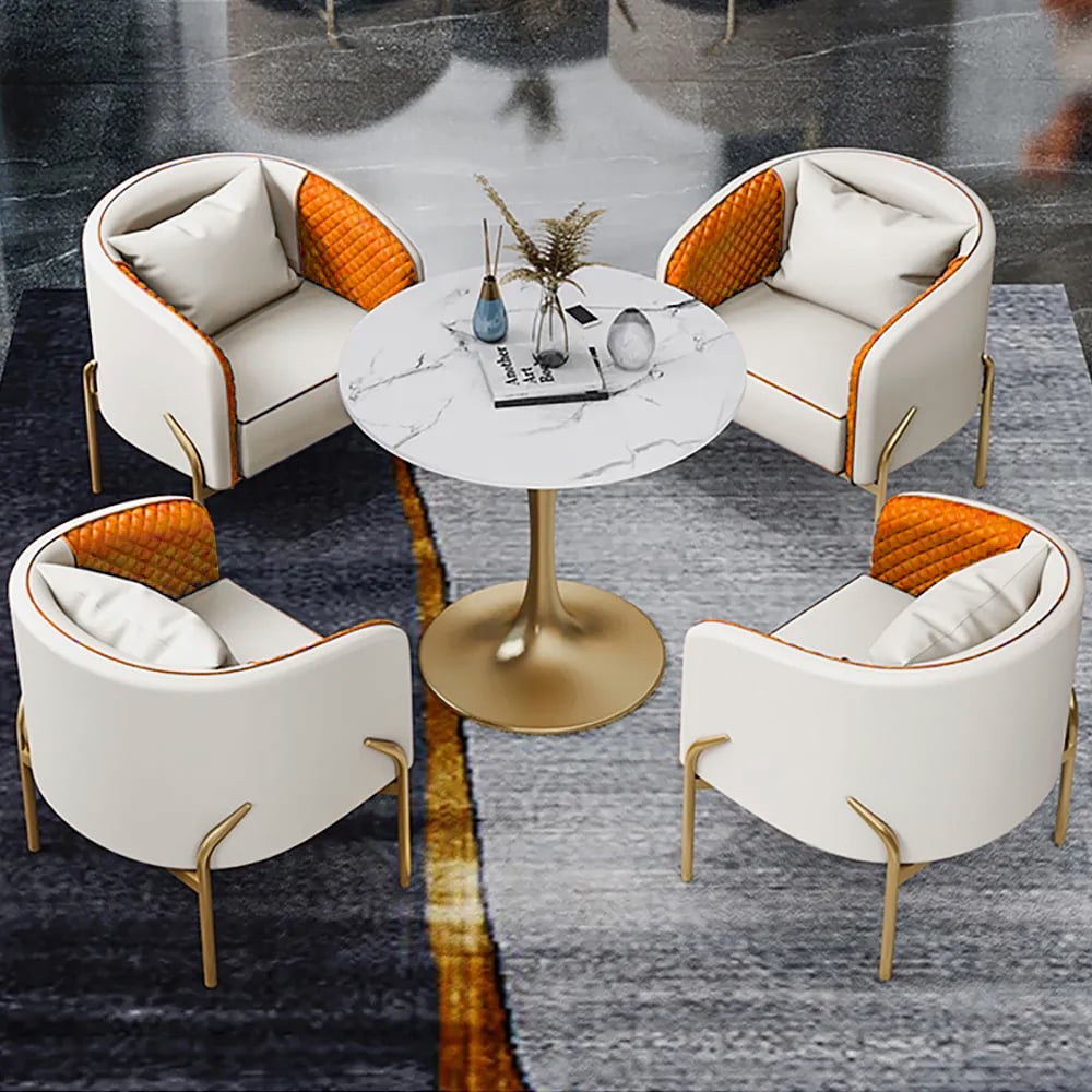 Modern Accent Chair Tufted Upholstered PU Leather Accent Chair in Gold window image