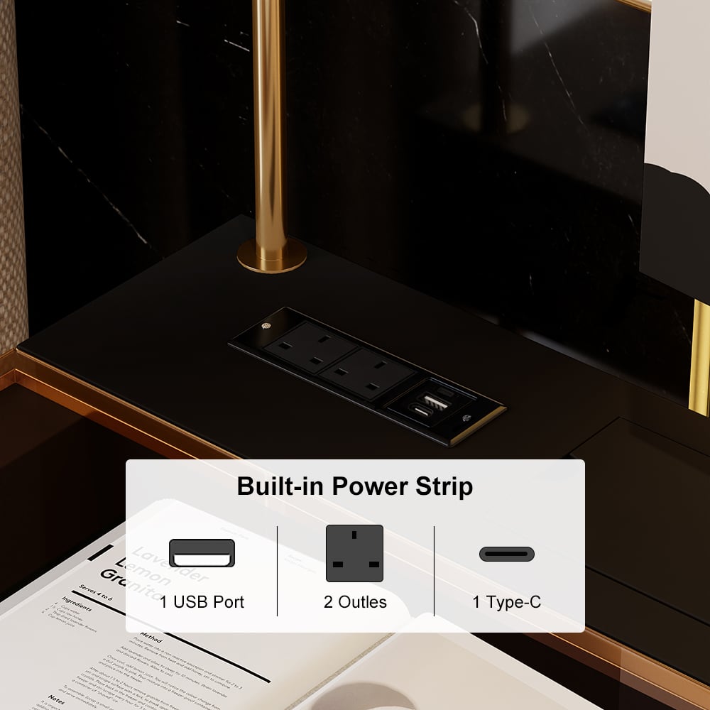 Chanor Makeup Vanity Set Mirrored Dressing Table with Jewelry Storage & Cabinet & Stool window image