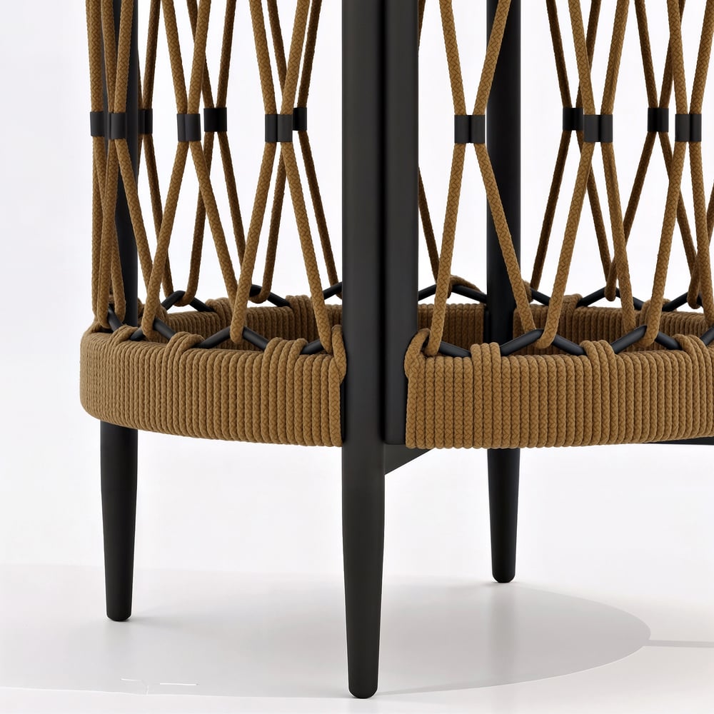 Ropipe 470mm Round Outdoor Side Table with Storage Patio Rope End Table in Dark Gray window image