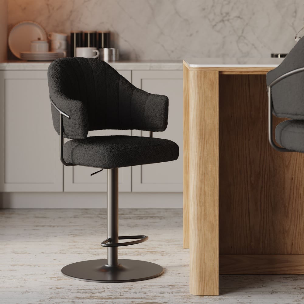 Modern Boucle Adjustable Counter Stool with Swivel Base window image