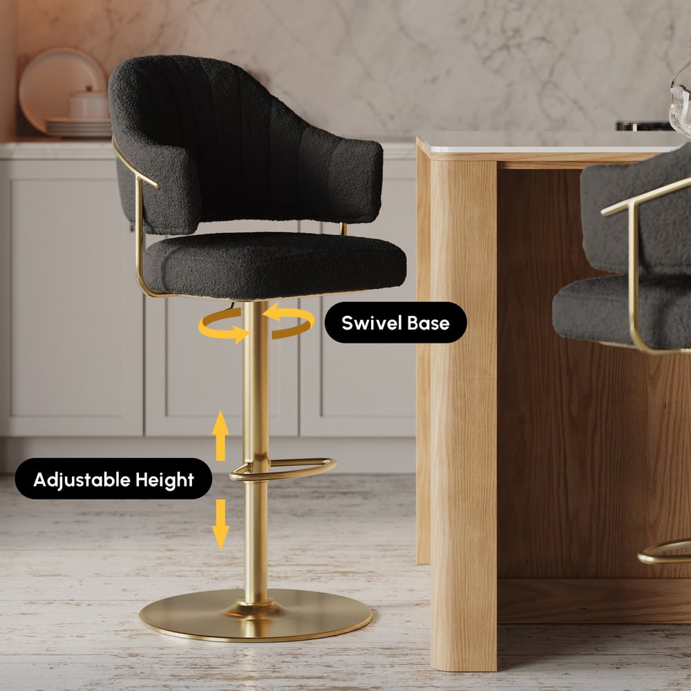 Modern Boucle Adjustable Counter Stool with Swivel Base window image