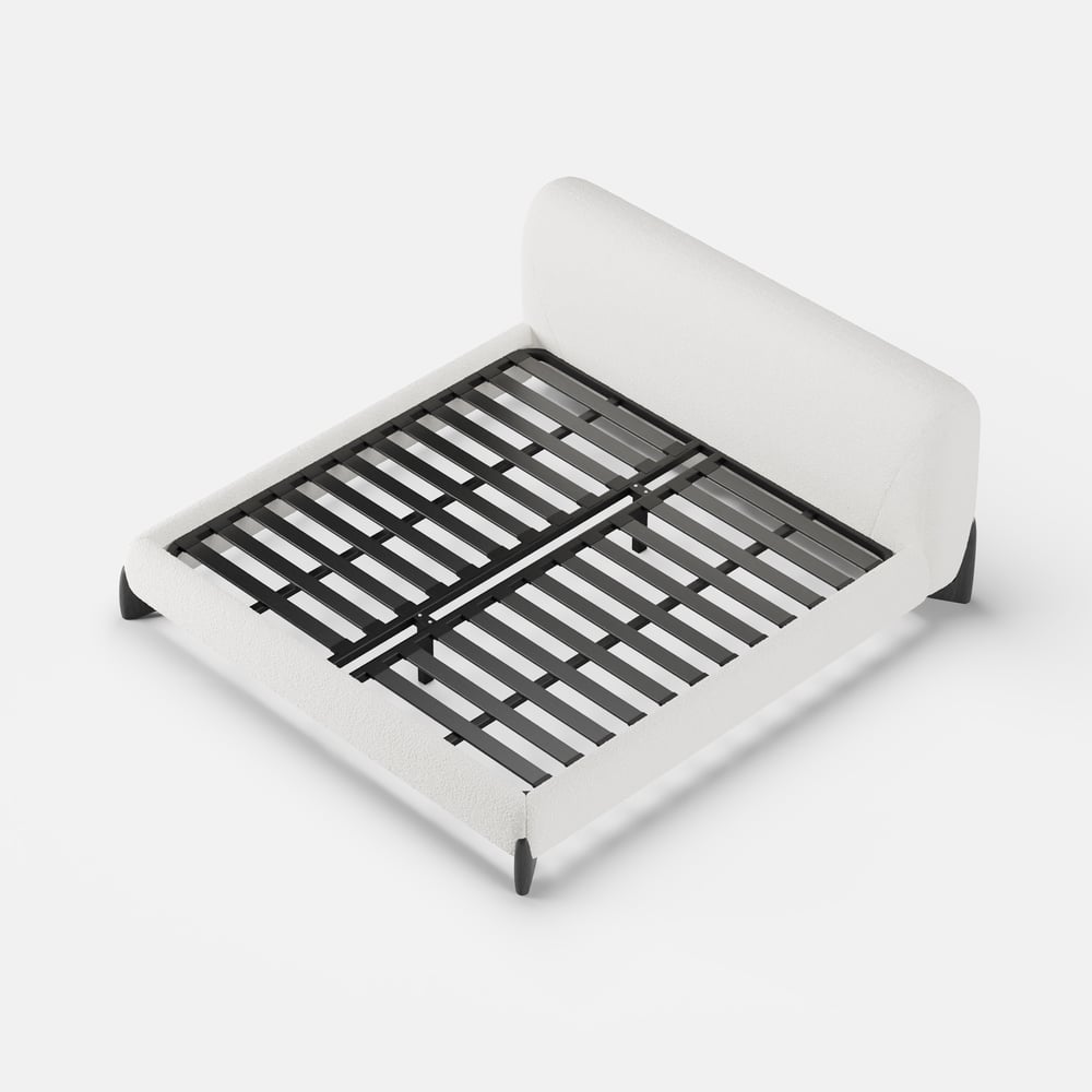 Curva Boucle King Upholstered Platform Bed with Walnut Legs window image