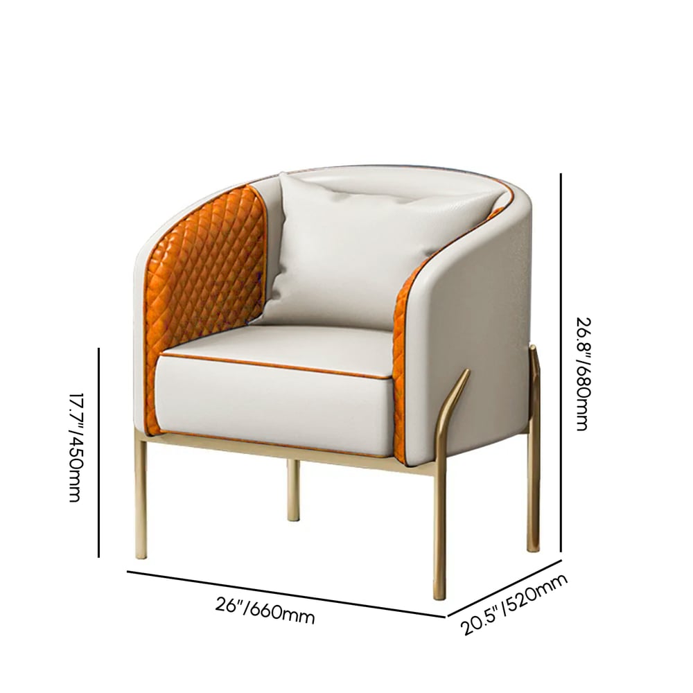Modern Accent Chair Tufted Upholstered PU Leather Accent Chair in Gold weights dimensions image