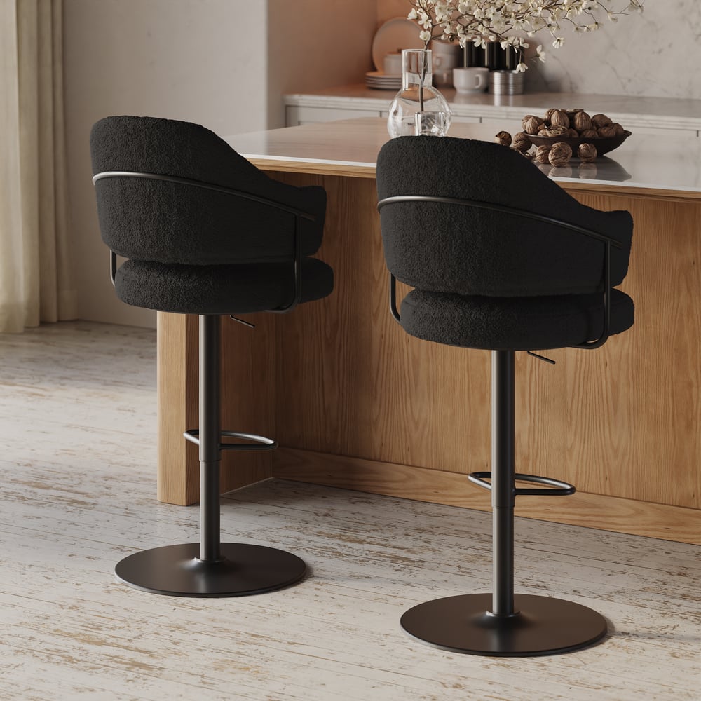 Modern Boucle Adjustable Counter Stool with Swivel Base window image