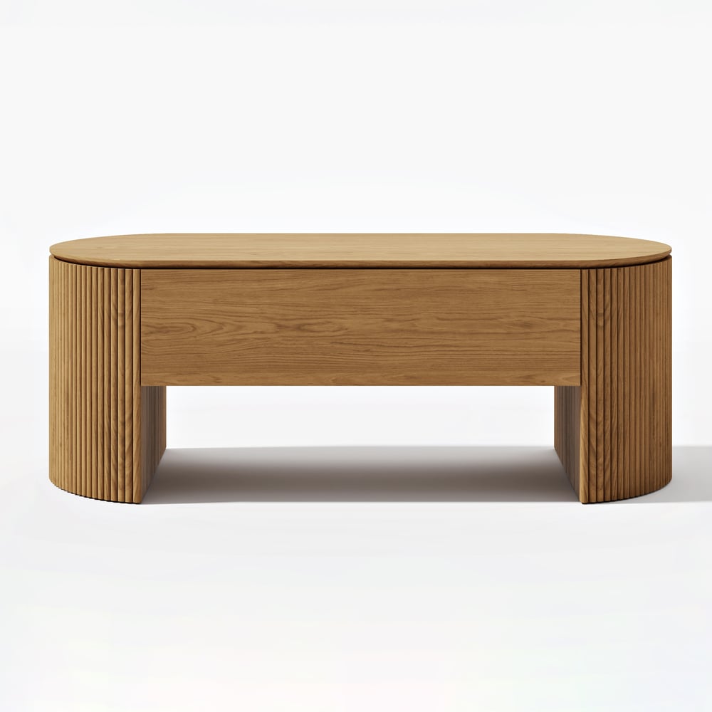 Table basse ovale à plateau relevable naturel de 1200 mm, moderne du milieu du siècle image de fenêtre