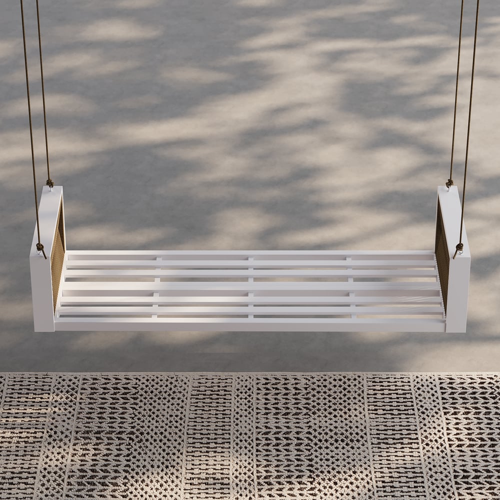 Espreguiçadeira giratória de jardim ao ar livre com almofada Imagem da janela