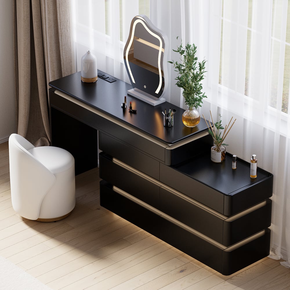 Penteadeira retrátil Lumio 1200 mm Smart Makeup Vanity com espelho e luzes Imagem da janela