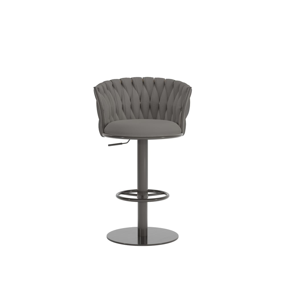 Sweave Set of 2 Grey Swivel Bar Stools Velvet Curved Back Adjustable Height window image