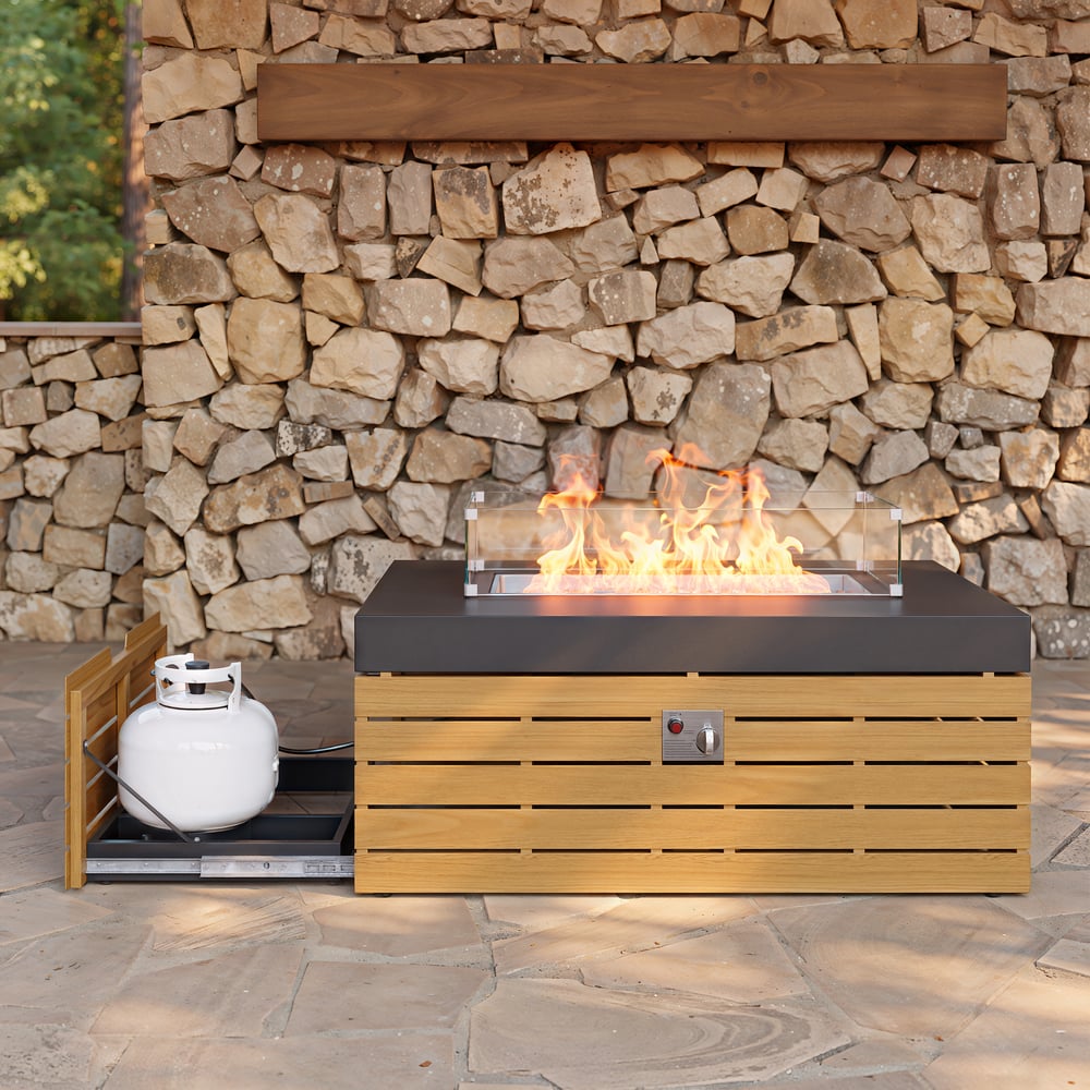 Axis 47.2" Smokeless Metal Propane Fire Pit Table with Lid Cover for Outdoor Patio window image