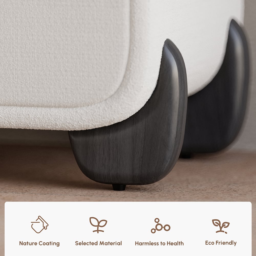 Curva 2-Drawer Smart Boucle Nightstand with Walnut Wood Legs window image