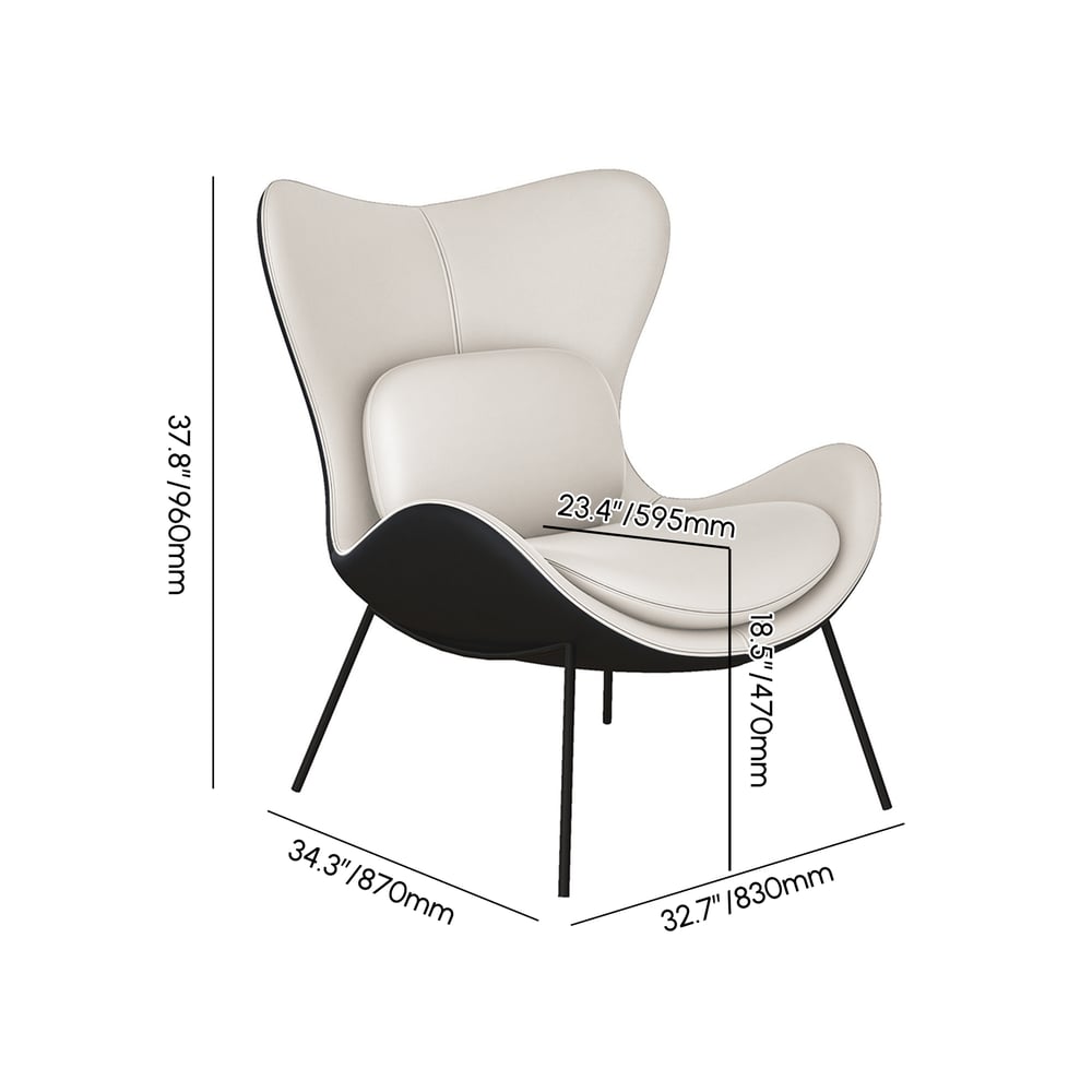 Faux Leather Upholstered Wingback Accent Chair with Pillows weights dimensions image