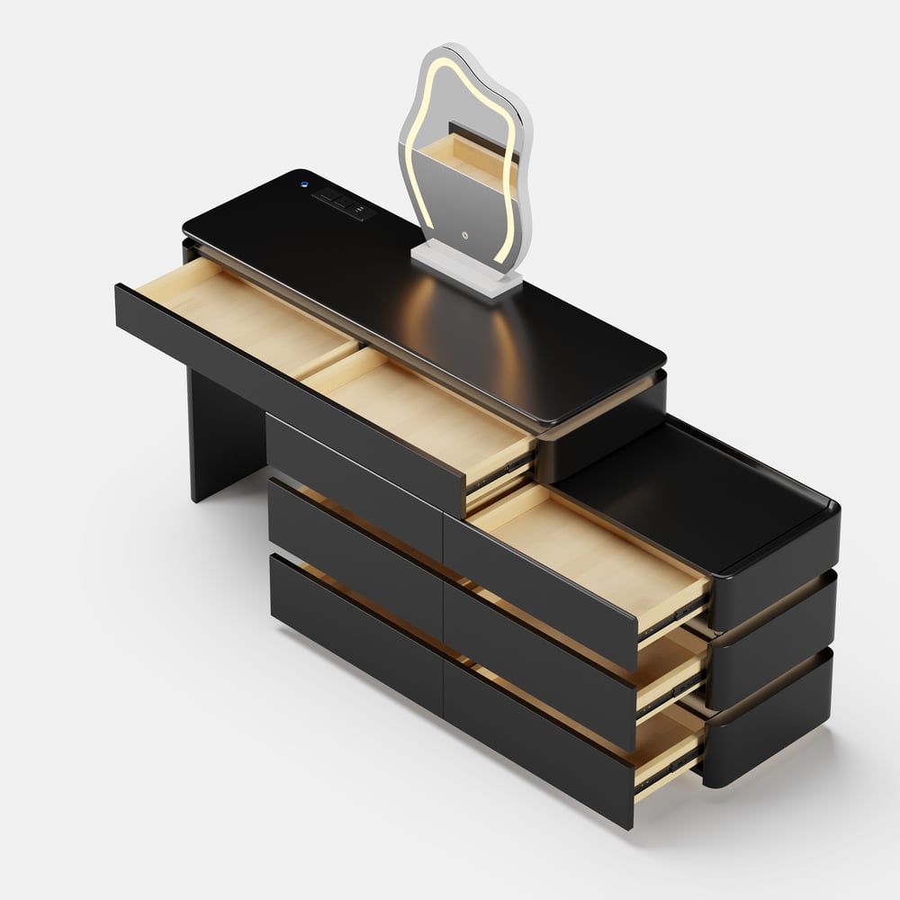 Penteadeira retrátil Lumio 1200 mm Smart Makeup Vanity com espelho e luzes Imagem da janela