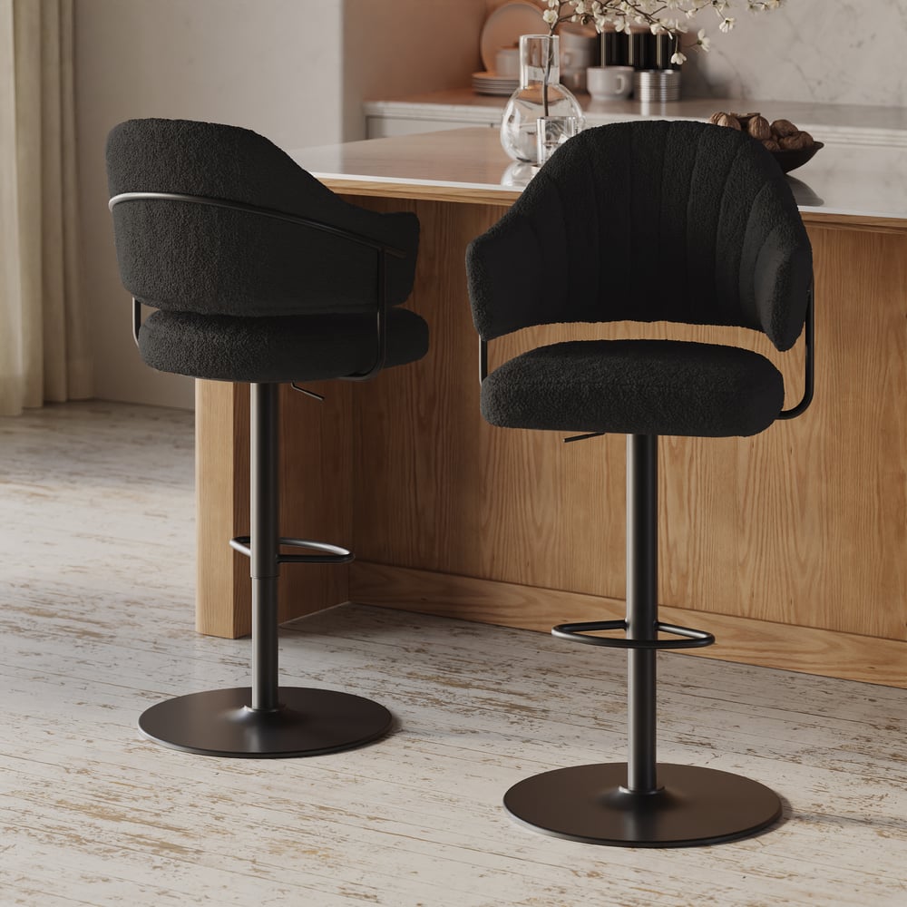 Modern Boucle Adjustable Counter Stool with Swivel Base window image