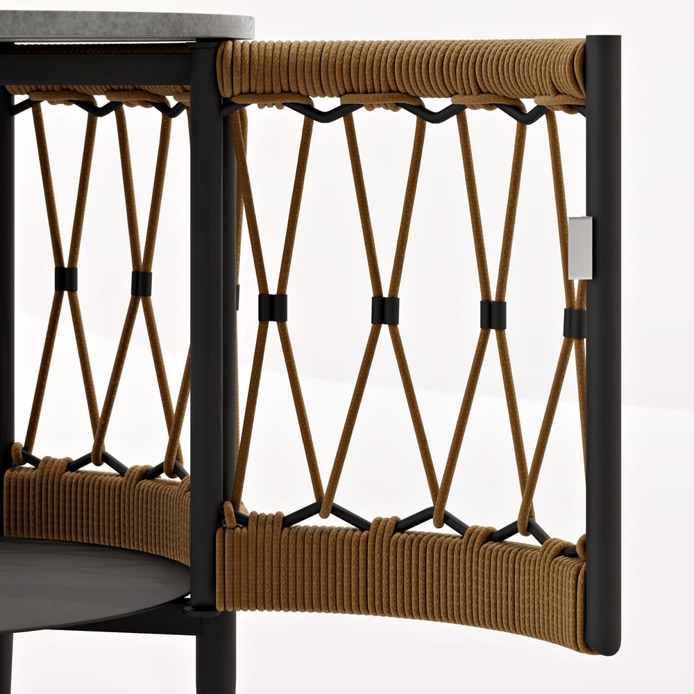 Ropipe 470mm Round Outdoor Side Table with Storage Patio Rope End Table in Dark Gray window image