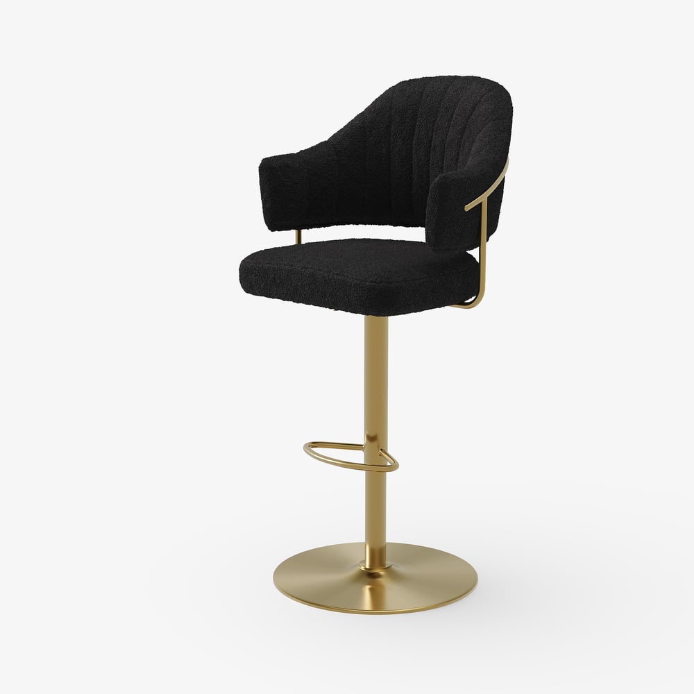 Modern Boucle Adjustable Counter Stool with Swivel Base window image