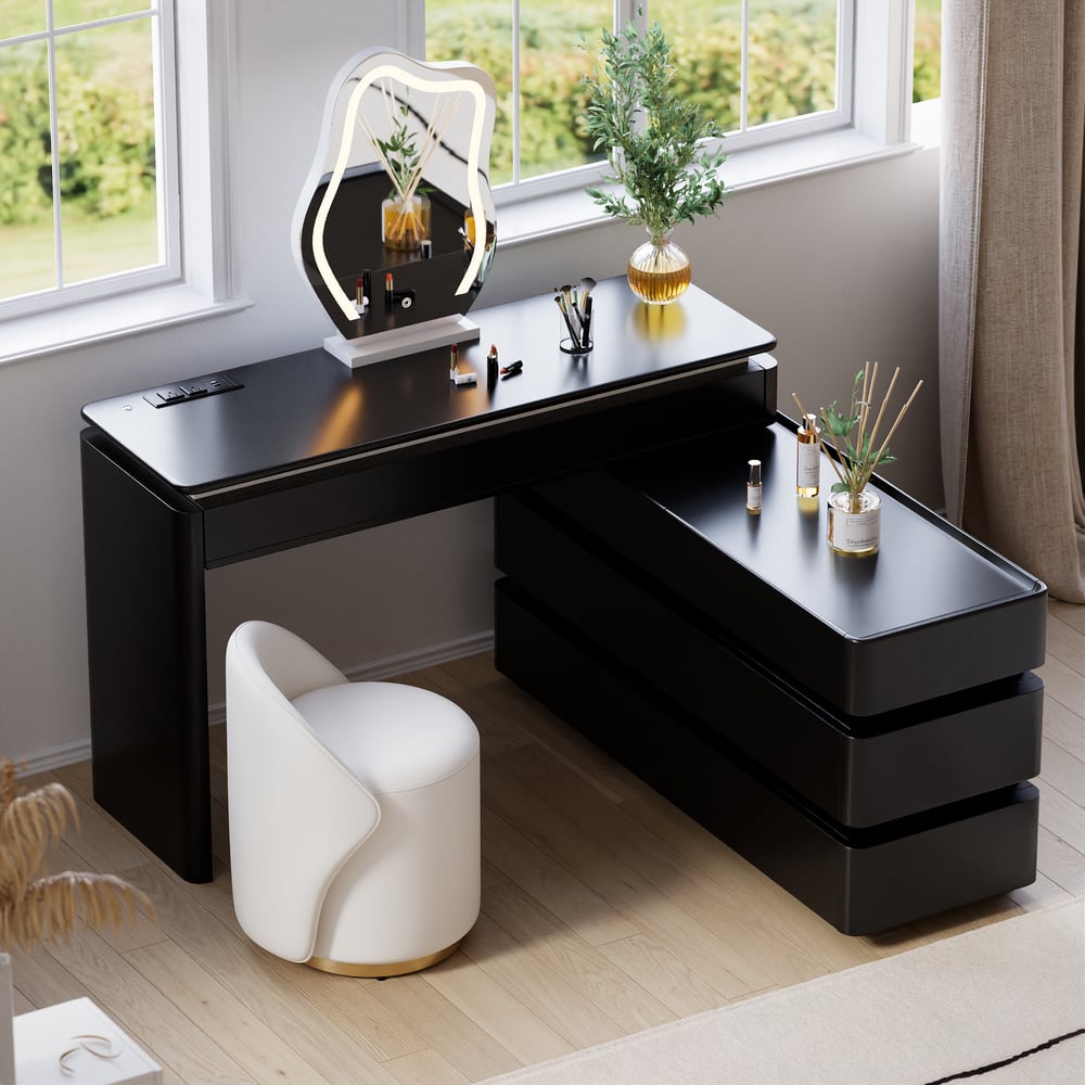 Penteadeira retrátil Lumio 1200 mm Smart Makeup Vanity com espelho e luzes Imagem da janela