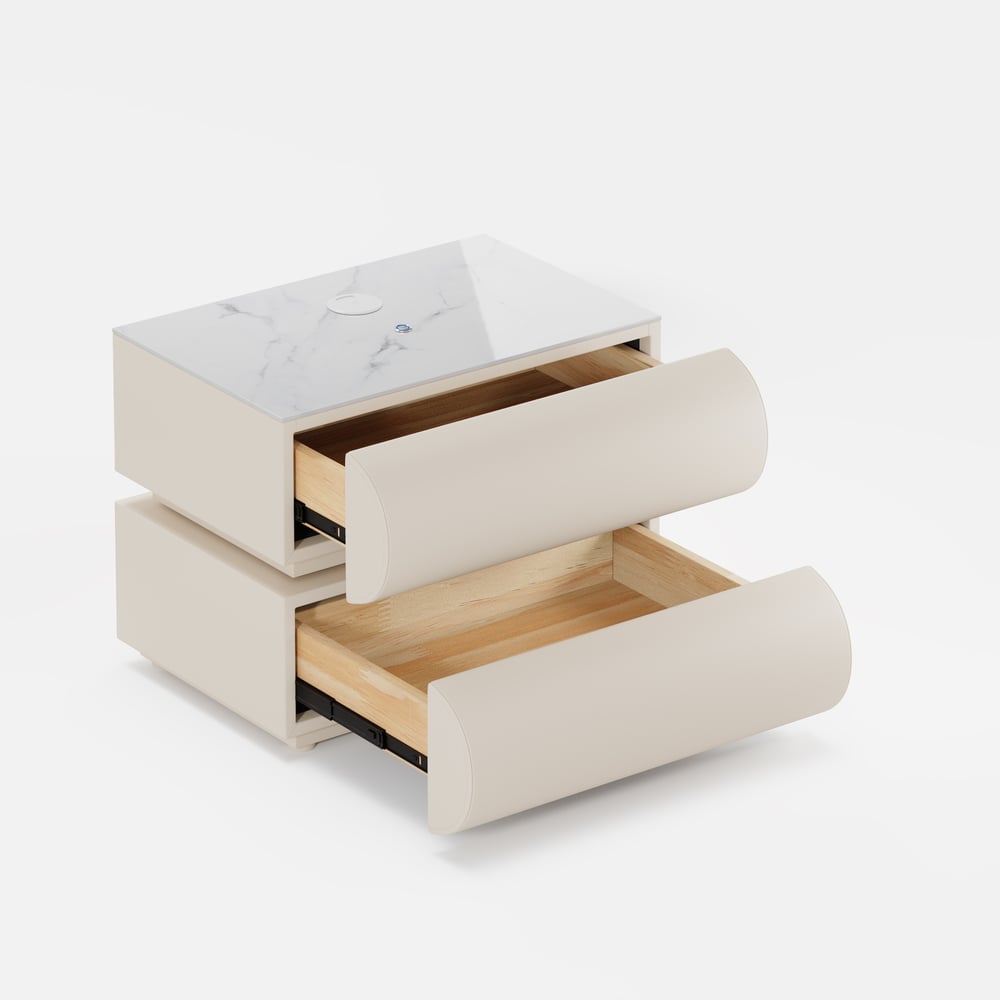 Humply Leather 2-Drawer Smart LED Nightstand window image