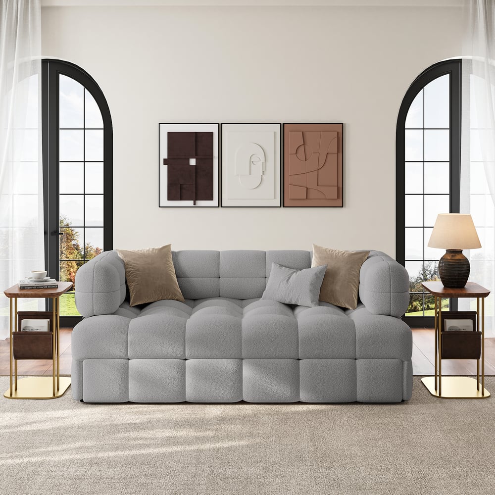 1670mm Boucle Convertible rozkładana sofa rozkładana kanapa 2-osobowa obraz okna