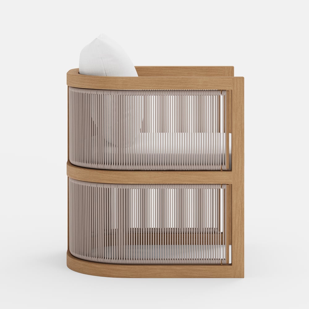 2 Pieces Modern Aluminum & Ropes Outdoor Patio Dining Chair Set in Walnut & Oatmeal window image