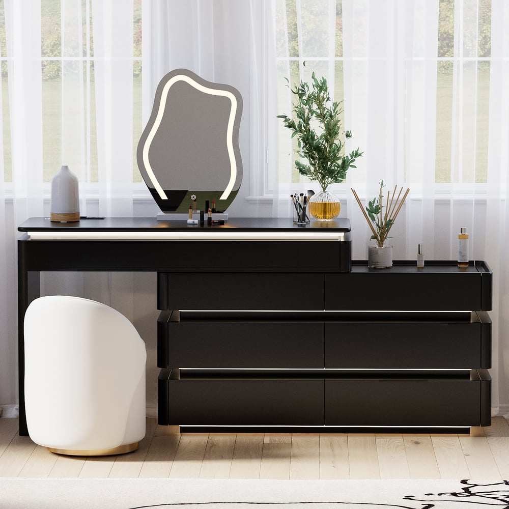 Penteadeira retrátil Lumio 1200 mm Smart Makeup Vanity com espelho e luzes Imagem da janela